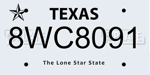 8WC8091 Texas License Plate