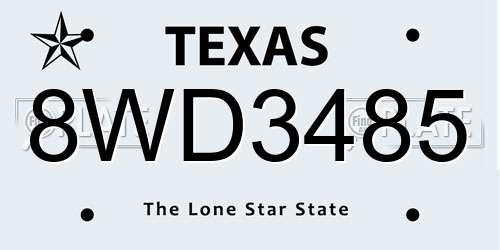 8WD3485 Texas License Plate