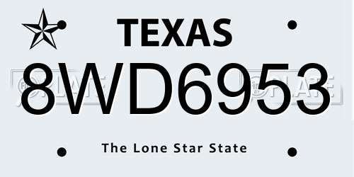 8WD6953 Texas License Plate