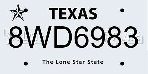 8WD6983 Texas License Plate