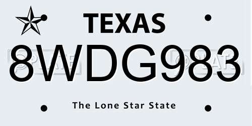 8WDG983 Texas License Plate