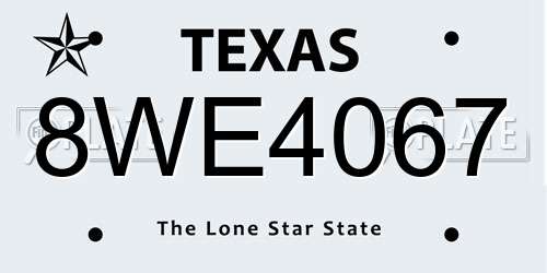 8WE4067 Texas License Plate