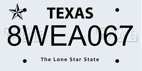 8WEA067 Texas License Plate