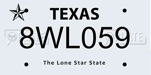 8WL059 Texas License Plate
