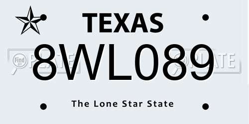 8WL089 Texas License Plate