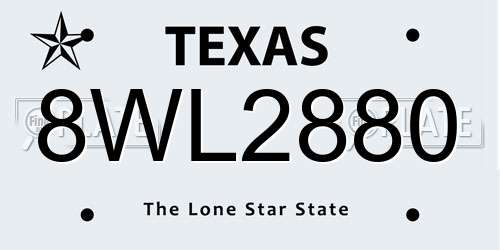 8WL2880 Texas License Plate