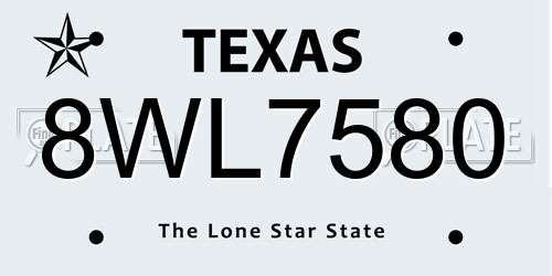 8WL7580 Texas License Plate