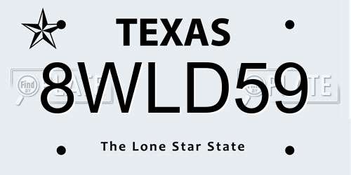 8WLD59 Texas License Plate