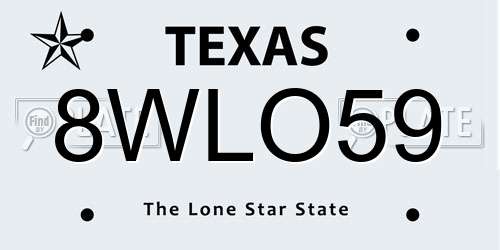 8WLO59 Texas License Plate