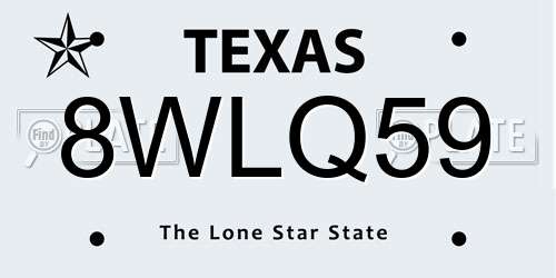 8WLQ59 Texas License Plate