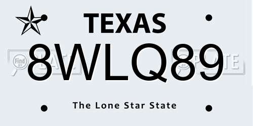 8WLQ89 Texas License Plate