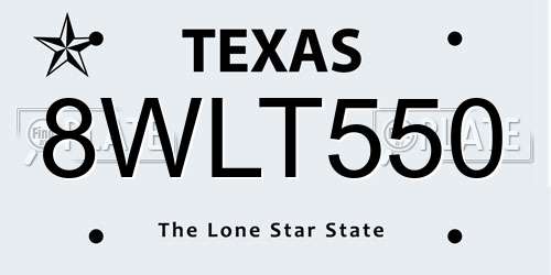 8WLT550 Texas License Plate