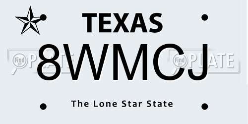 8WMCJ Texas License Plate