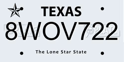 8WOV722 Texas License Plate