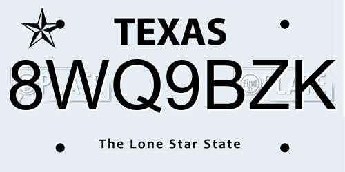 8WQ9BZK Texas License Plate