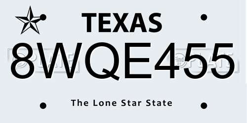 8WQE455 Texas License Plate