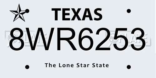 8WR6253 Texas License Plate