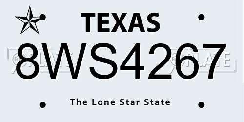 8WS4267 Texas License Plate