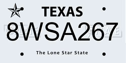 8WSA267 Texas License Plate