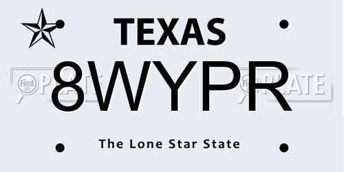8WYPR Texas License Plate