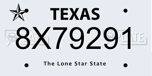 8X79291 Texas License Plate