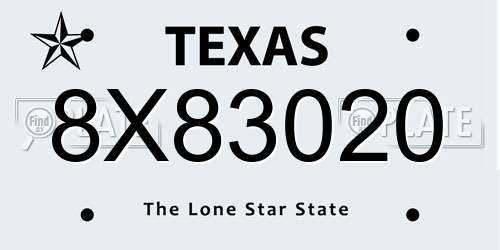 8X83020 Texas License Plate