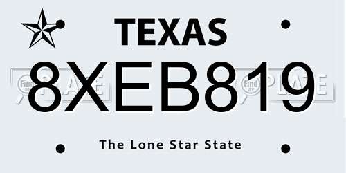 8XEB819 Texas License Plate