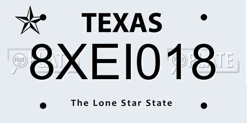 8XEI018 Texas License Plate