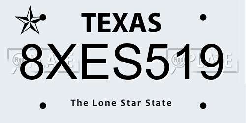 8XES519 Texas License Plate