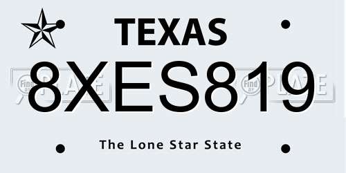 8XES819 Texas License Plate