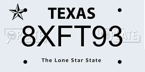 8XFT93 Texas License Plate