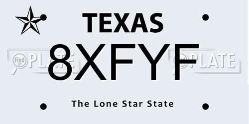 8XFYF Texas License Plate