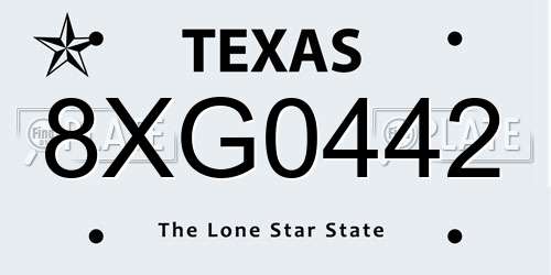 8XG0442 Texas License Plate