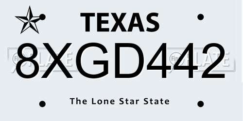 8XGD442 Texas License Plate