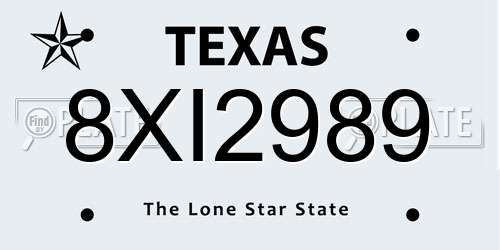 8XI2989 Texas License Plate