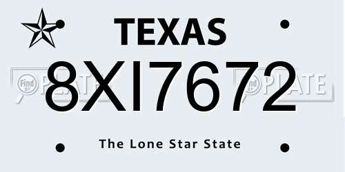 8XI7672 Texas License Plate