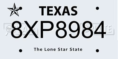 8XP8984 Texas License Plate