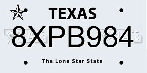 8XPB984 Texas License Plate