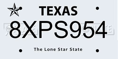 8XPS954 Texas License Plate