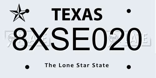 8XSE020 Texas License Plate