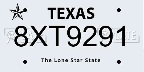 8XT9291 Texas License Plate