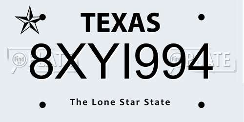 8XYI994 Texas License Plate