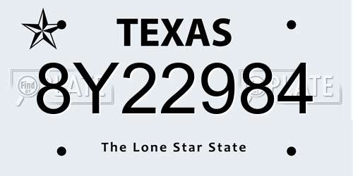 8Y22984 Texas License Plate