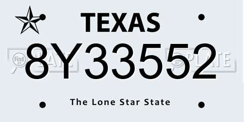 8Y33552 Texas License Plate