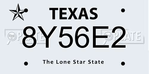 8Y56E2 Texas License Plate