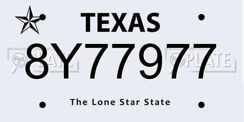 8Y77977 Texas License Plate