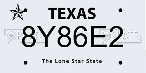 8Y86E2 Texas License Plate