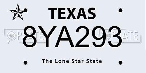 8YA293 Texas License Plate