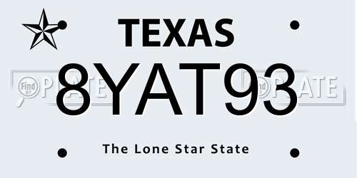 8YAT93 Texas License Plate