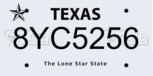 8YC5256 Texas License Plate